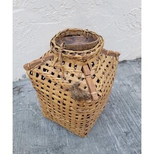 Fish Trap Woven Bamboo Basket Handmade Home Decor Vintage
